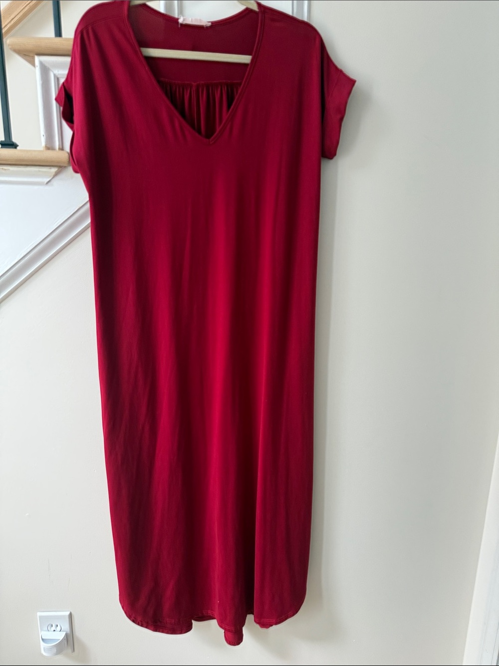 entro Deep Red V-Neck Maxi Dress